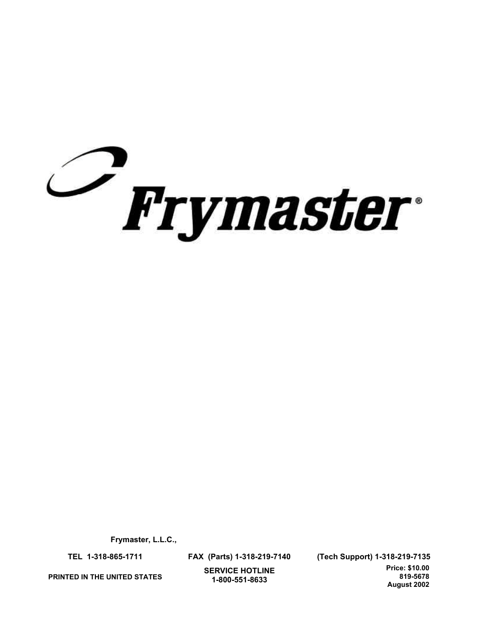 Frymaster FLYMASTER KSCFH18E User Manual | Page 58 / 58
