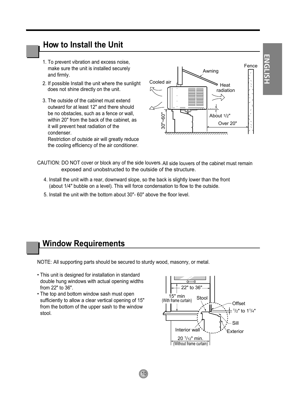 How to install the unit, Window requirements, Hs il g ne | Friedrich CP06 User Manual | Page 11 / 59