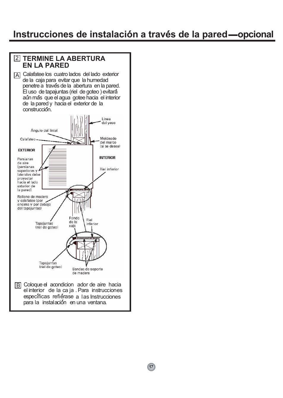 Termine la abertura en la pared | Friedrich CP06 User Manual | Page 56 / 59