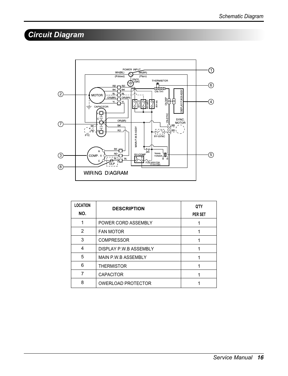 Circuit diagram | Friedrich CP06E10 User Manual | Page 16 / 30