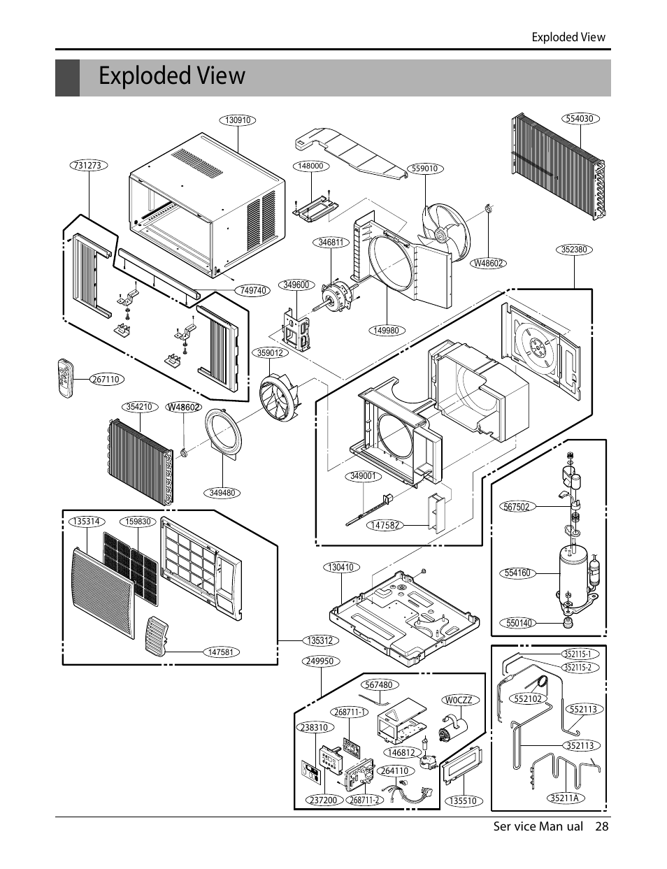 Exploded view, Ser vice man ual 28 exploded view | Friedrich CP06E10 User Manual | Page 28 / 30