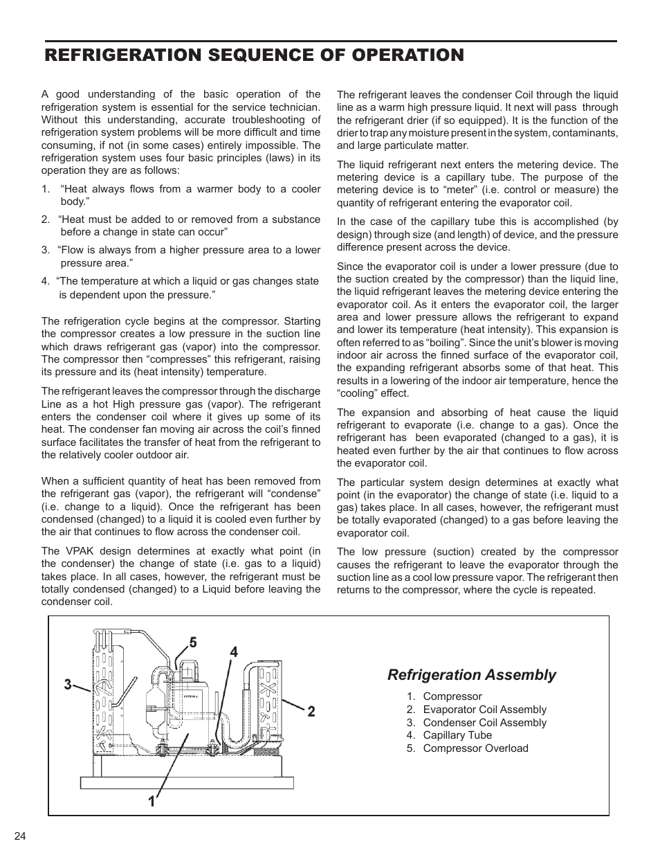 Refrigeration sequence of operation, Refrigeration assembly | Friedrich 9 User Manual | Page 26 / 56