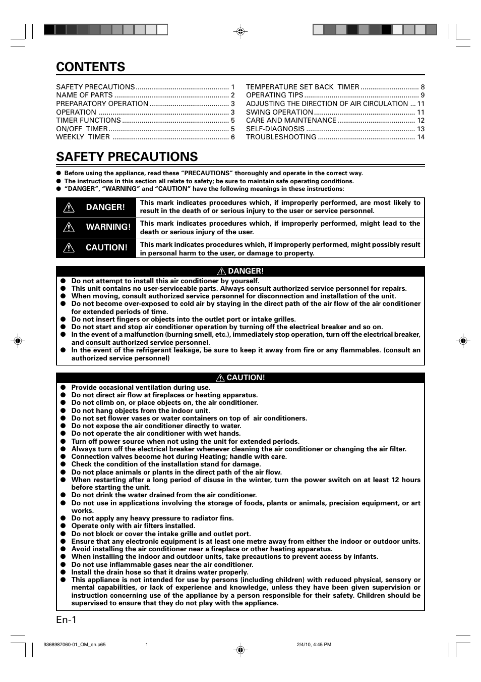 Friedrich P/N9368987060-01 User Manual | Page 2 / 18
