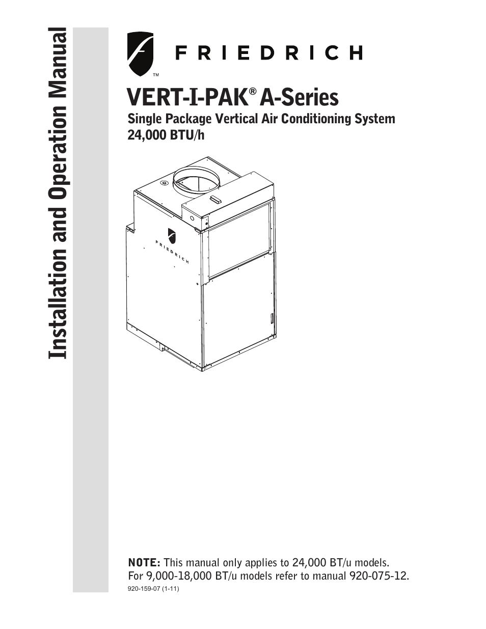 Friedrich 24,000 BTU/h User Manual | 72 pages