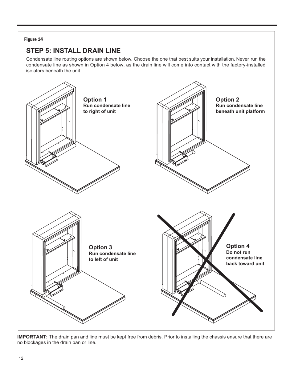 Step 5: install drain line | Friedrich 24,000 BTU/h User Manual | Page 14 / 72