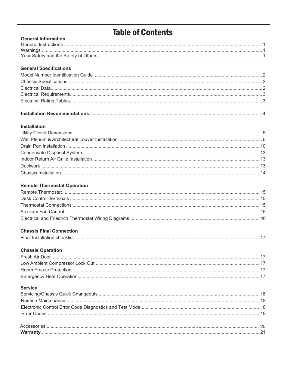 Friedrich 24,000 BTU/h User Manual | Page 2 / 72