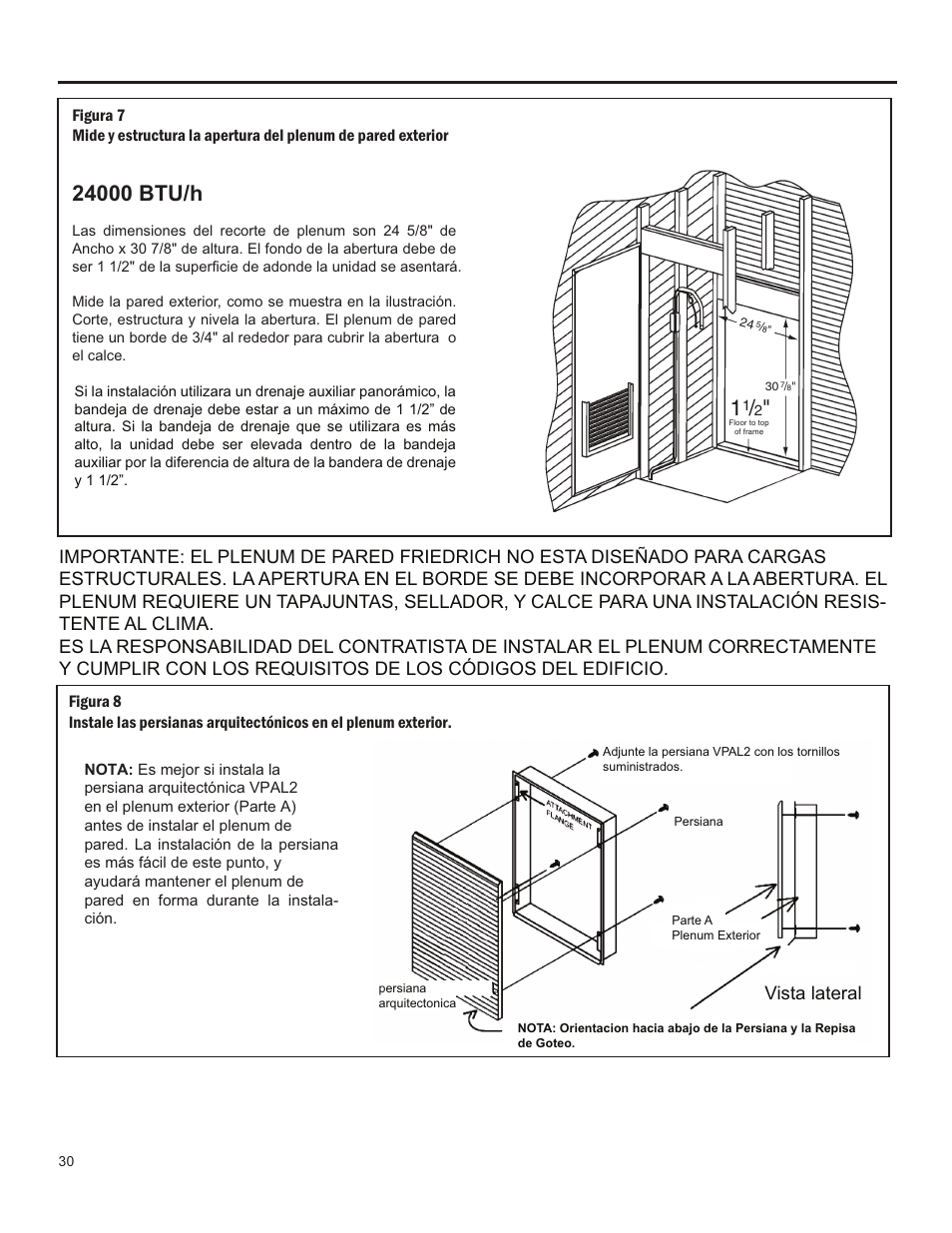 Vista lateral | Friedrich 24,000 BTU/h User Manual | Page 32 / 72