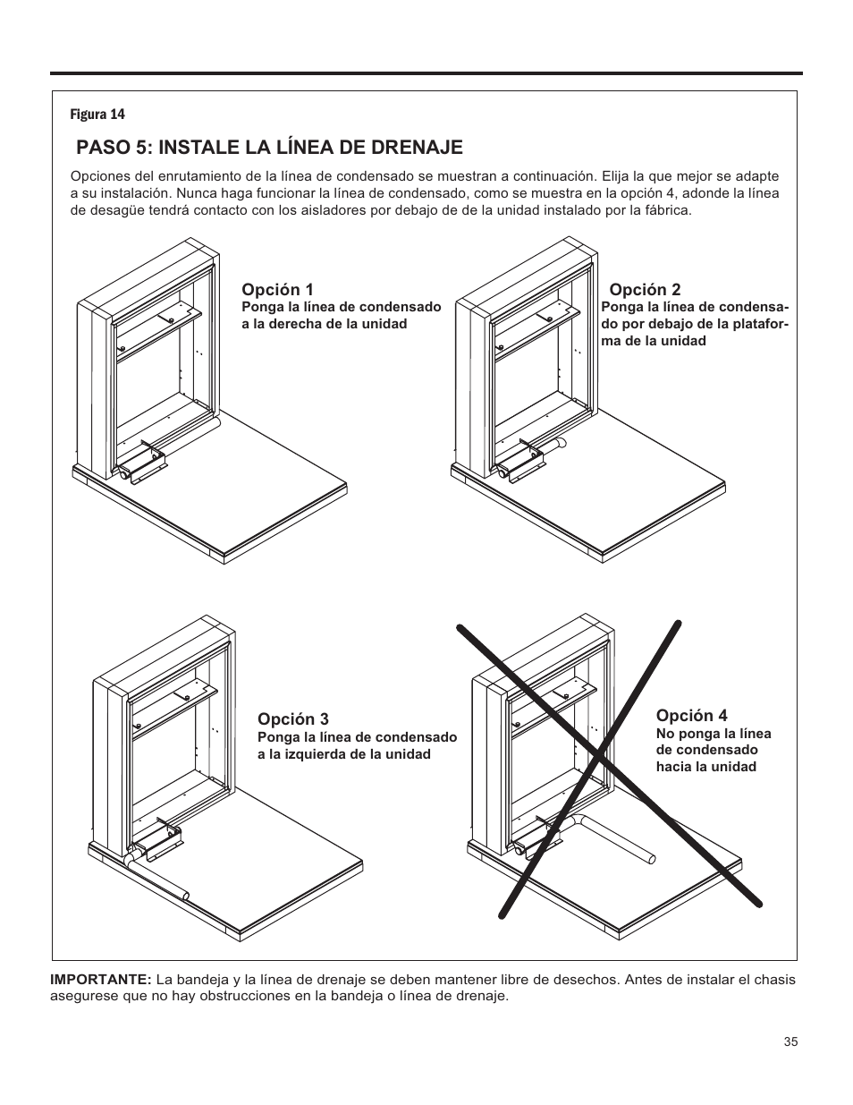 Paso 5: instale la línea de drenaje | Friedrich 24,000 BTU/h User Manual | Page 37 / 72