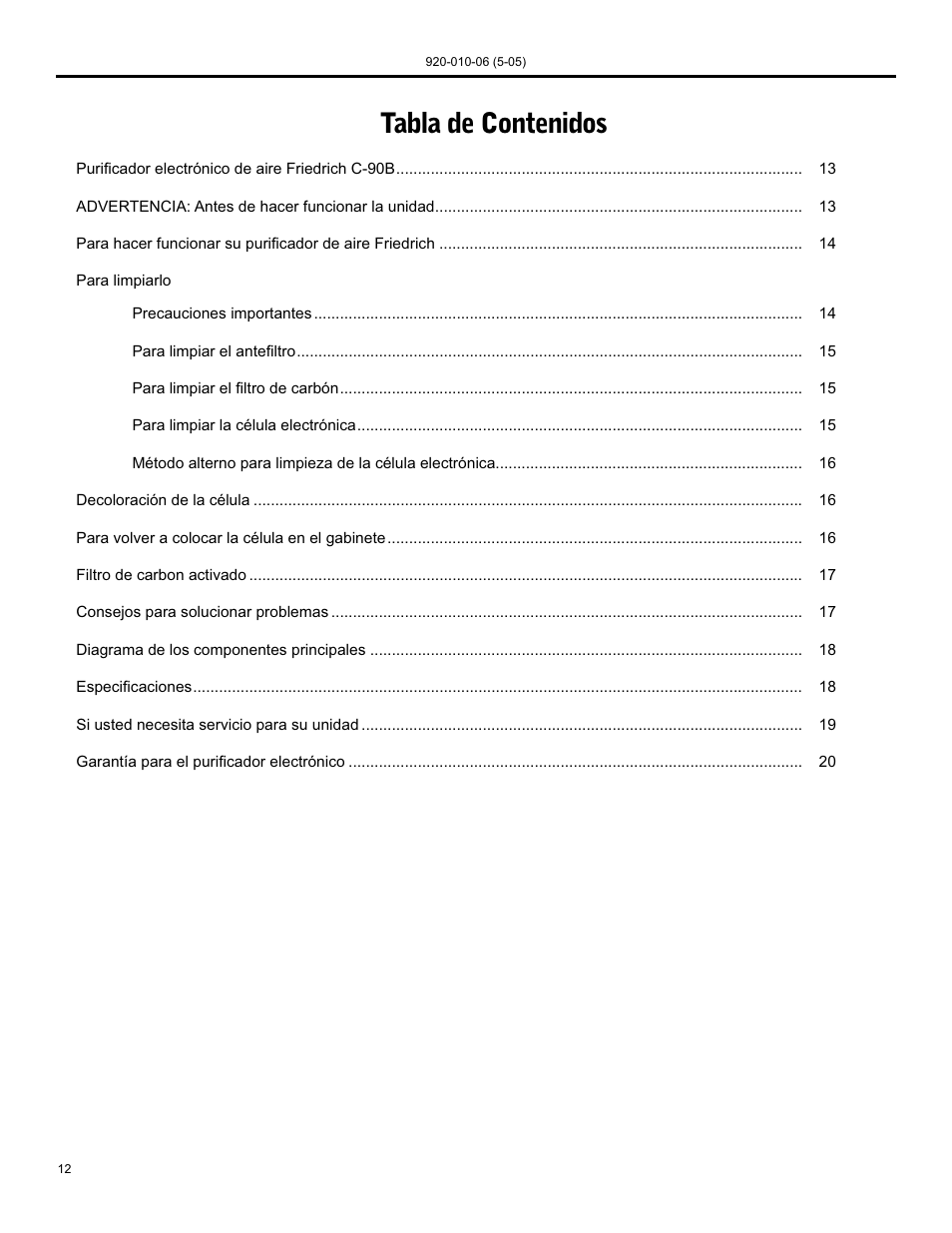 Friedrich C-90B User Manual | Page 12 / 32