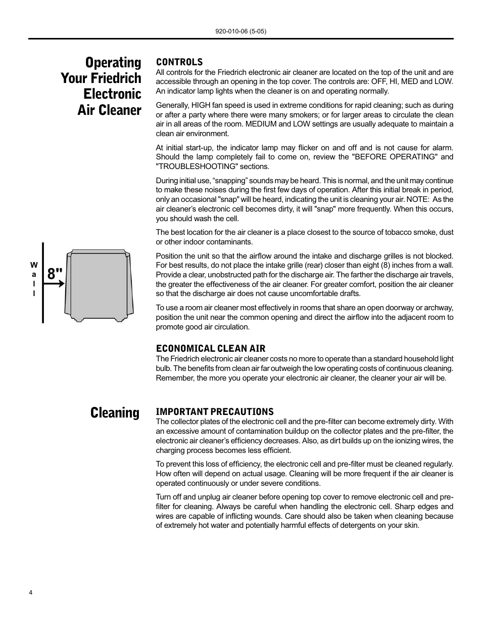 Friedrich C-90B User Manual | Page 4 / 32