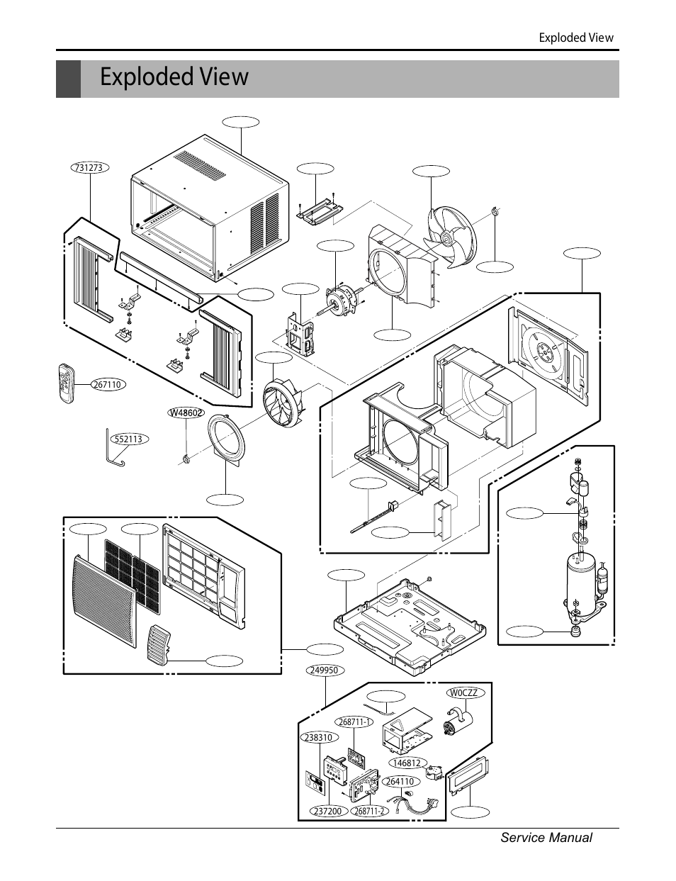 Exploded view, Service manual 26 | Friedrich CP06F10 User Manual | Page 26 / 29