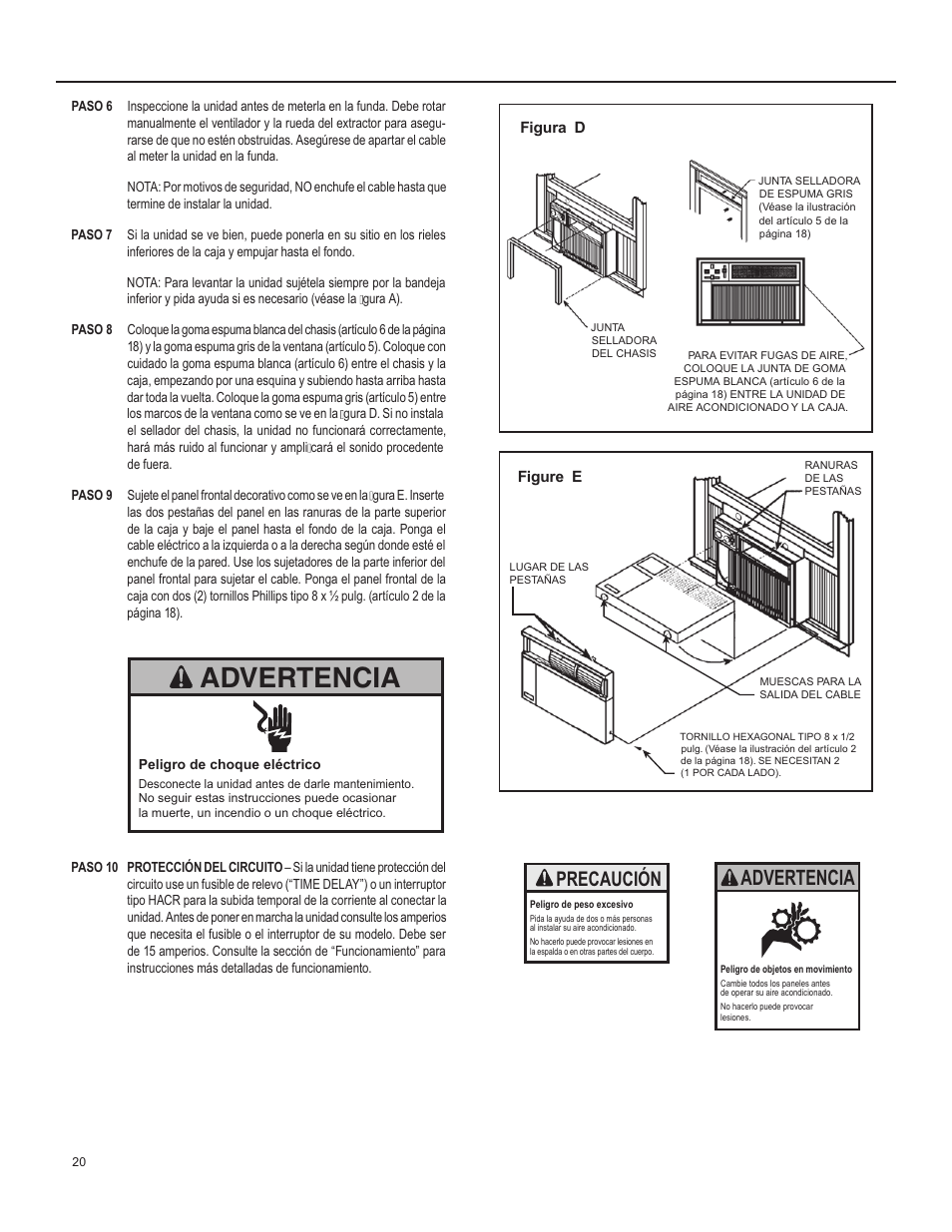 Advertencia, Precaución | Friedrich X Star  EQ08 User Manual | Page 22 / 44