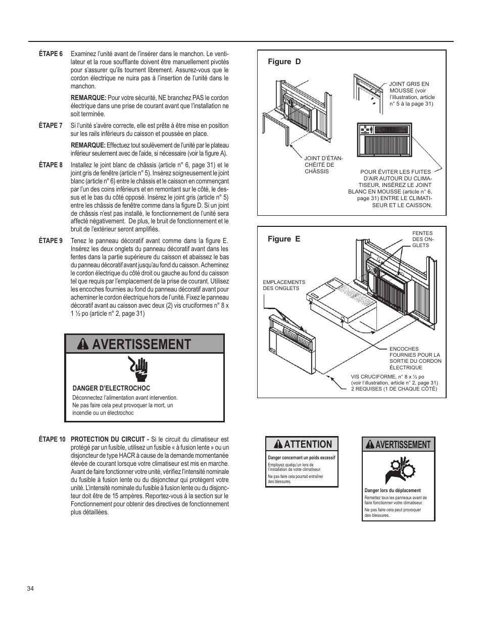 Attention, Avertissement | Friedrich X Star  EQ08 User Manual | Page 36 / 44