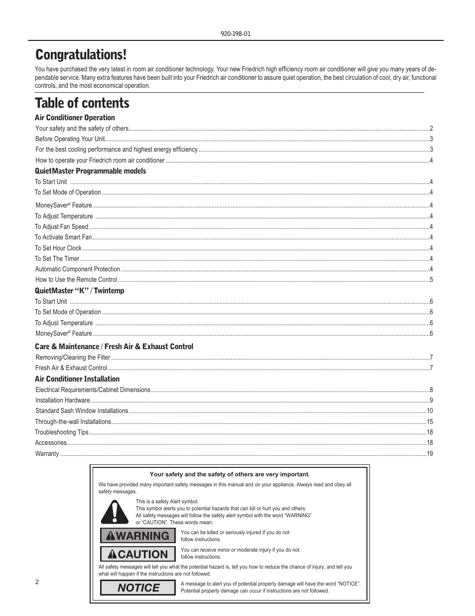Friedrich YS13 User Manual | Page 2 / 56