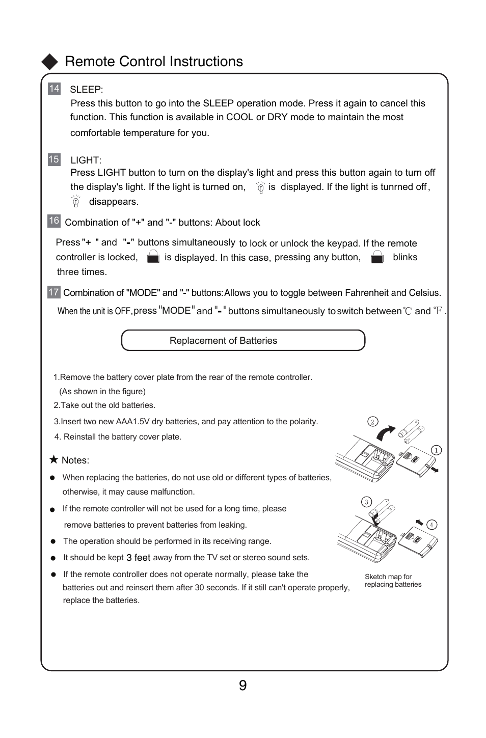 Remote control instructions | Friedrich MW12C1H User Manual | Page 13 / 28