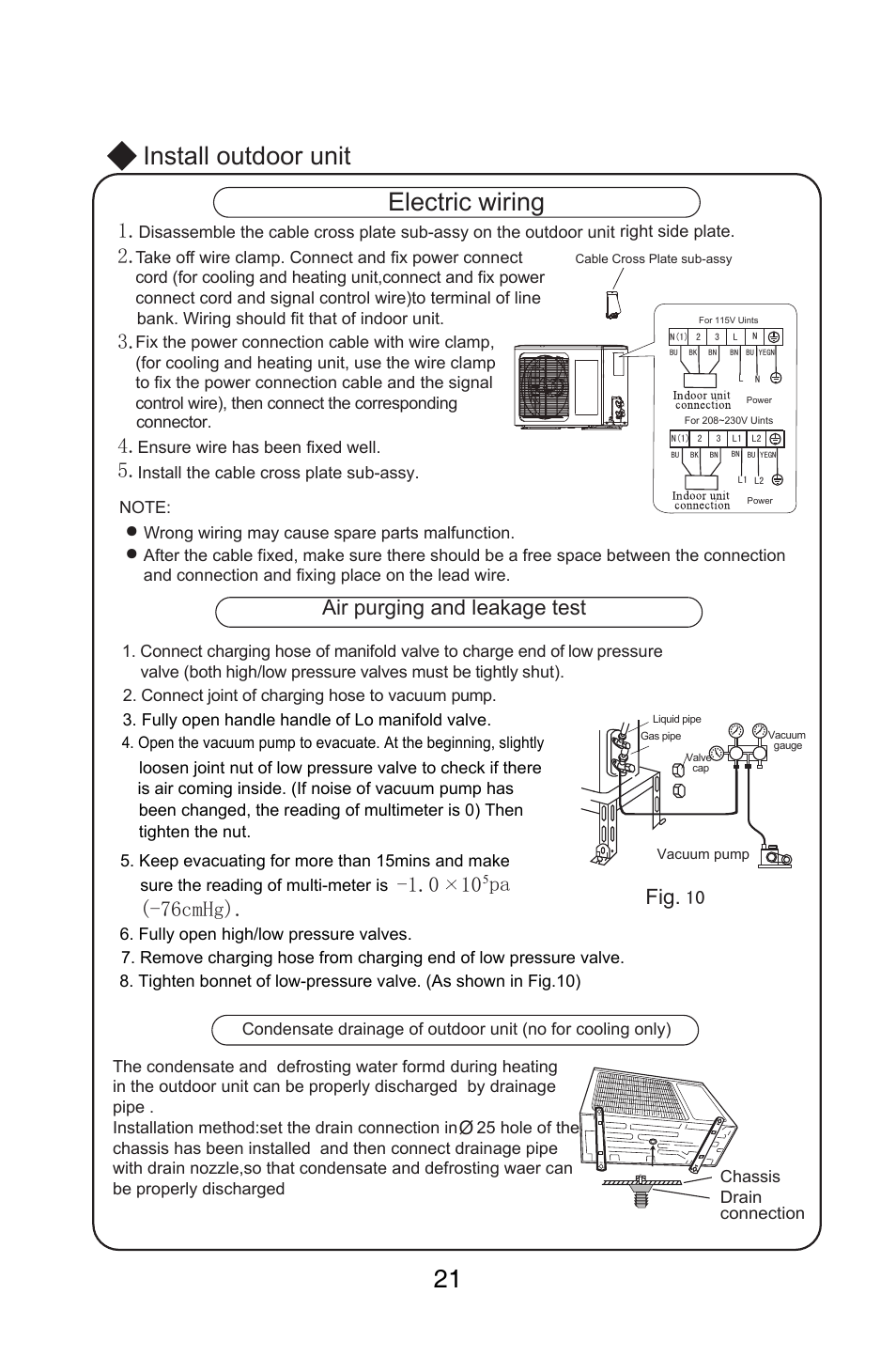 Install outdoor unit electric wiring | Friedrich MW12C1H User Manual | Page 25 / 28