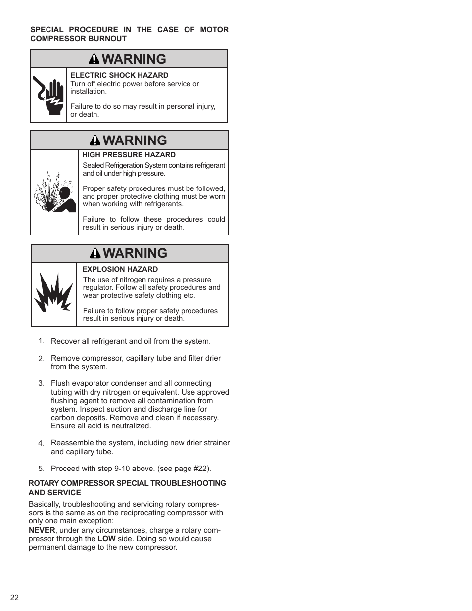 Warning | Friedrich 2008 User Manual | Page 24 / 44