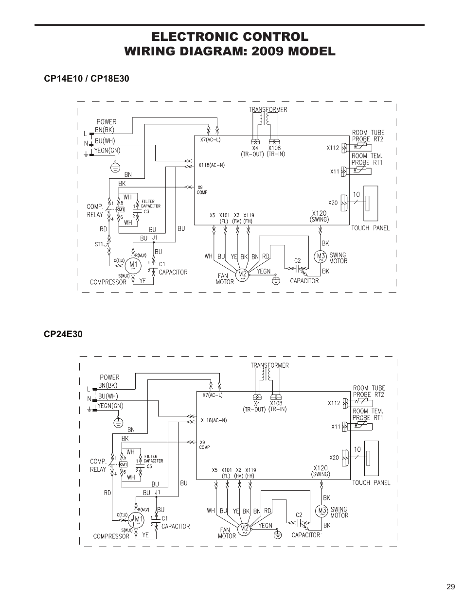 Electronic control wiring diagram: 2009 model | Friedrich 2008 User Manual | Page 31 / 44