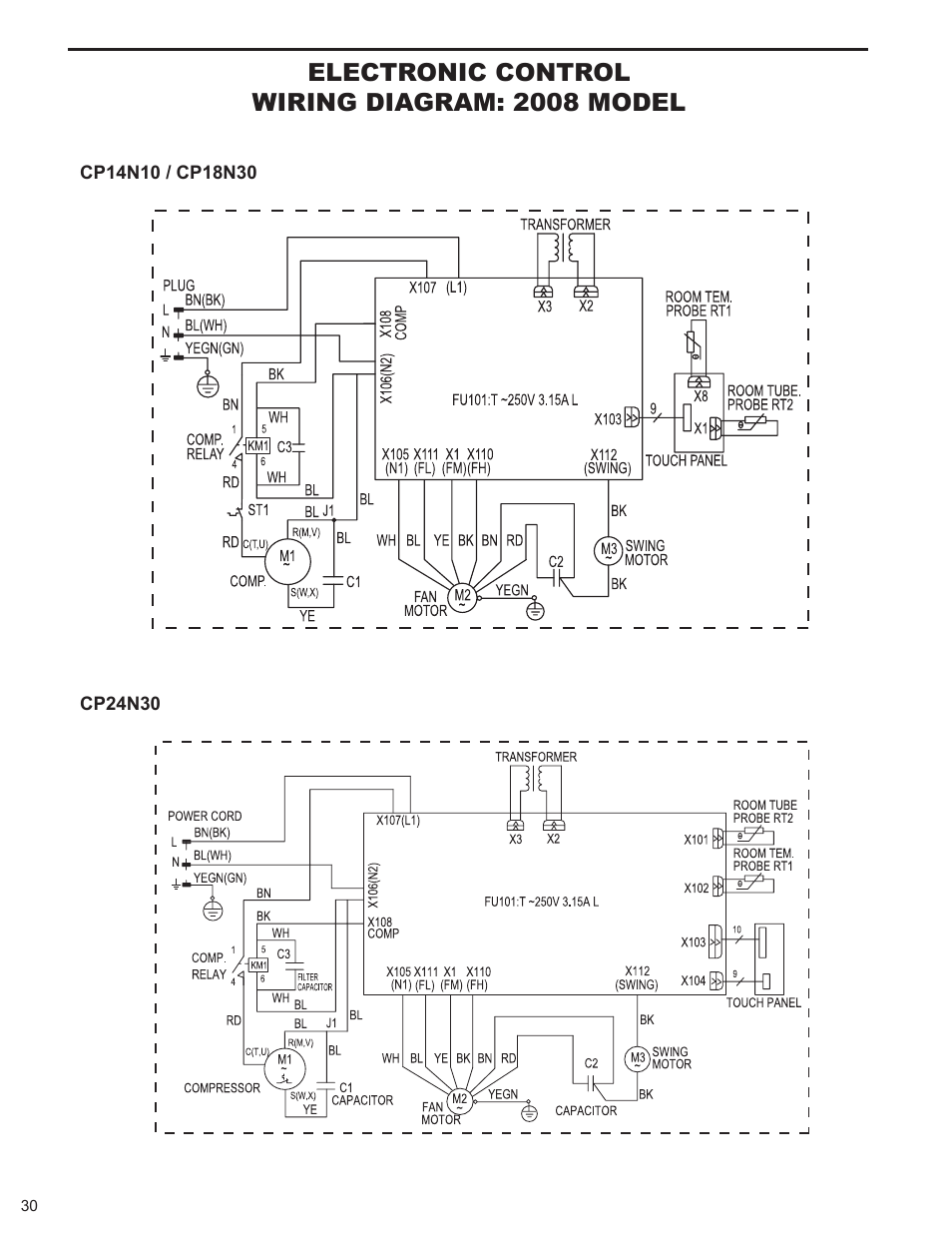 Electronic control wiring diagram: 2008 model | Friedrich 2008 User Manual | Page 32 / 44