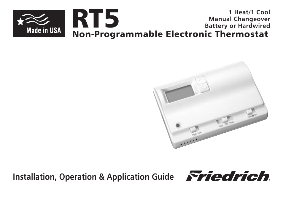 Friedrich RT5 User Manual | 14 pages