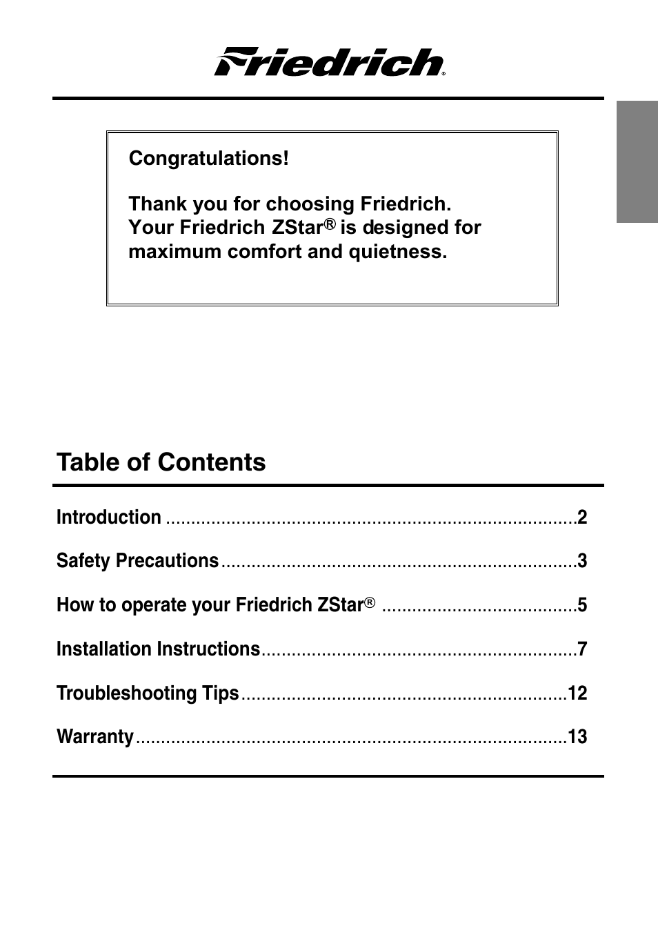 Friedrich ZQ07 User Manual | Page 2 / 43