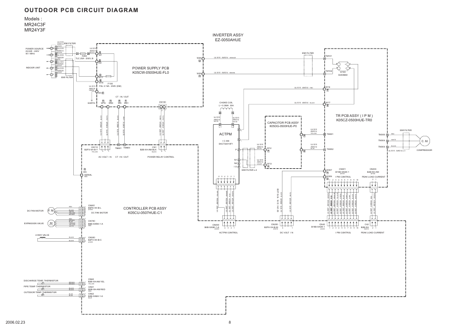 Outdoor pcb circuit diagram, F. m. m c. m | Friedrich MR24C3F User Manual | Page 9 / 24