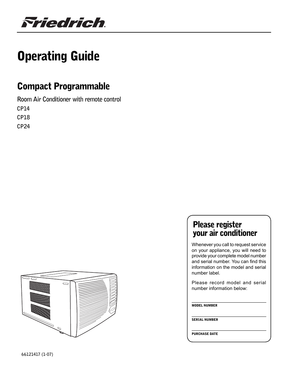 Friedrich CP14 User Manual | 16 pages