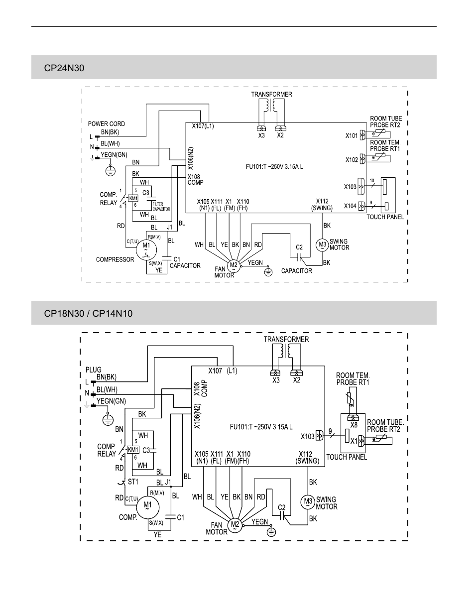 Wiring diagrams | Friedrich CP14-18-24 CP24N30 User Manual | Page 6 / 28
