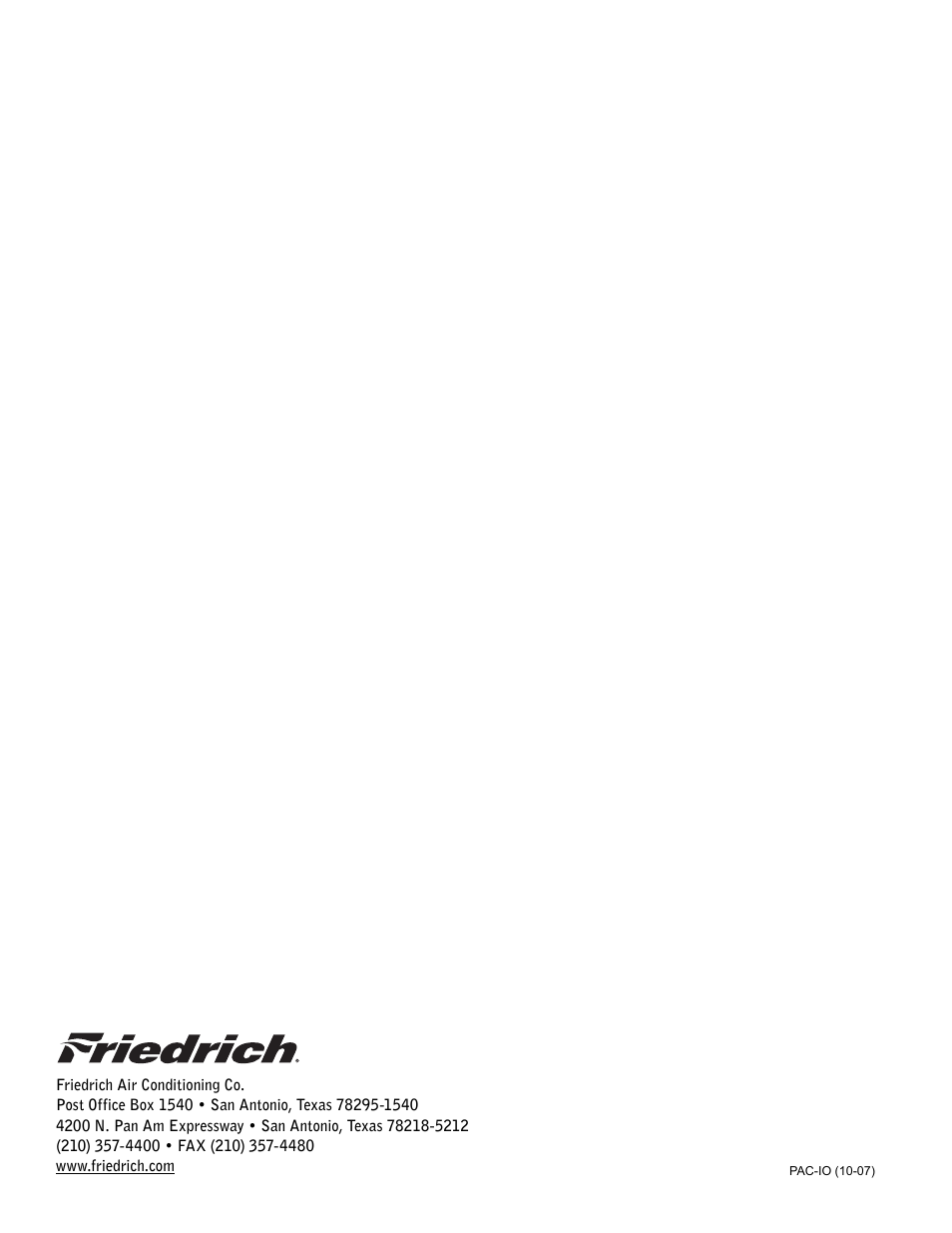 Friedrich P09A User Manual | Page 12 / 12