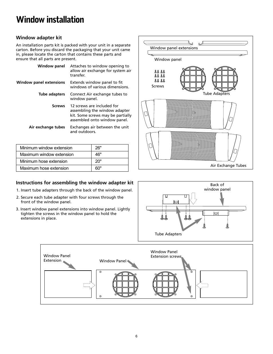 Window installation | Friedrich P09A User Manual | Page 6 / 12