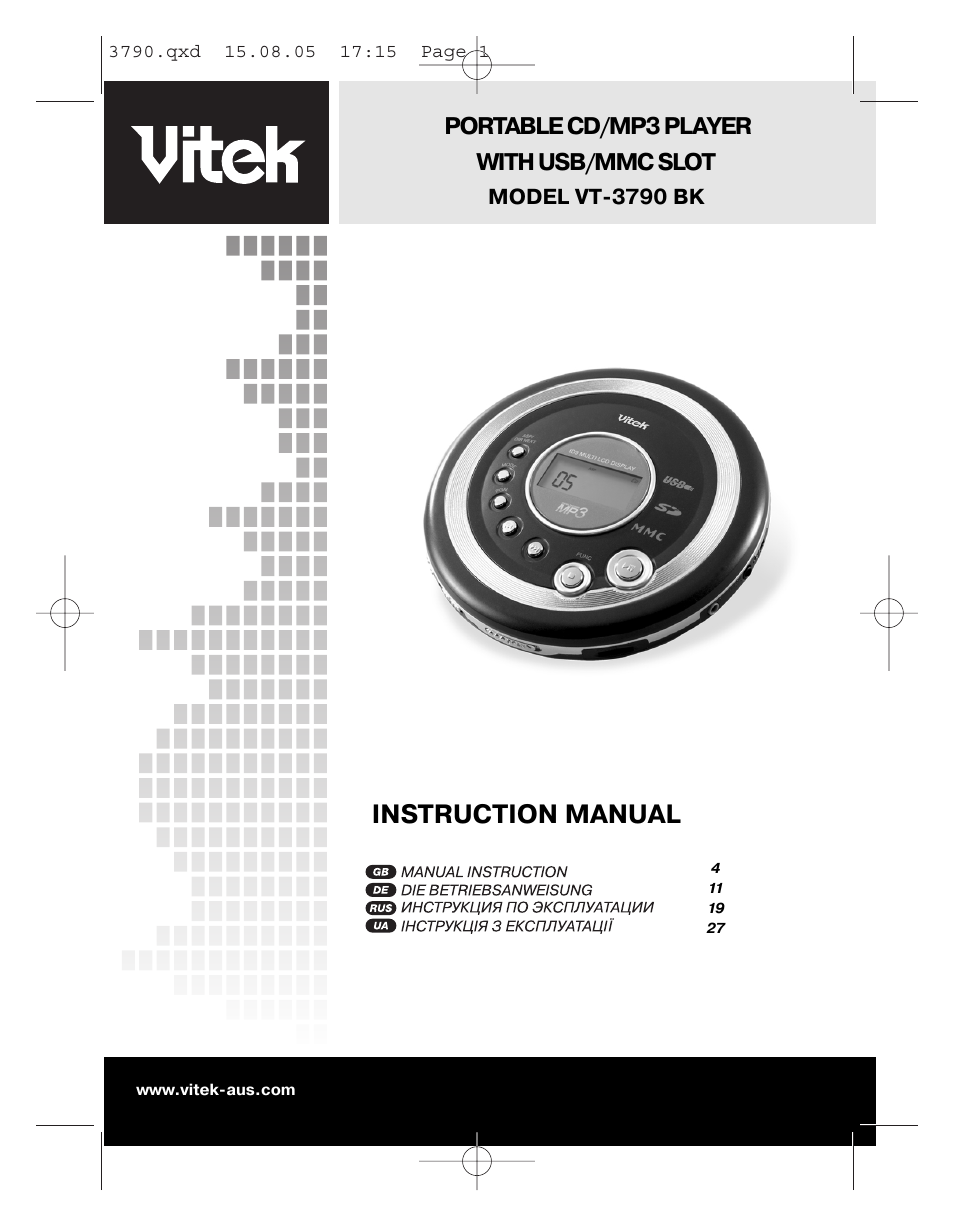 Vitek VT-3790 User Manual | 36 pages