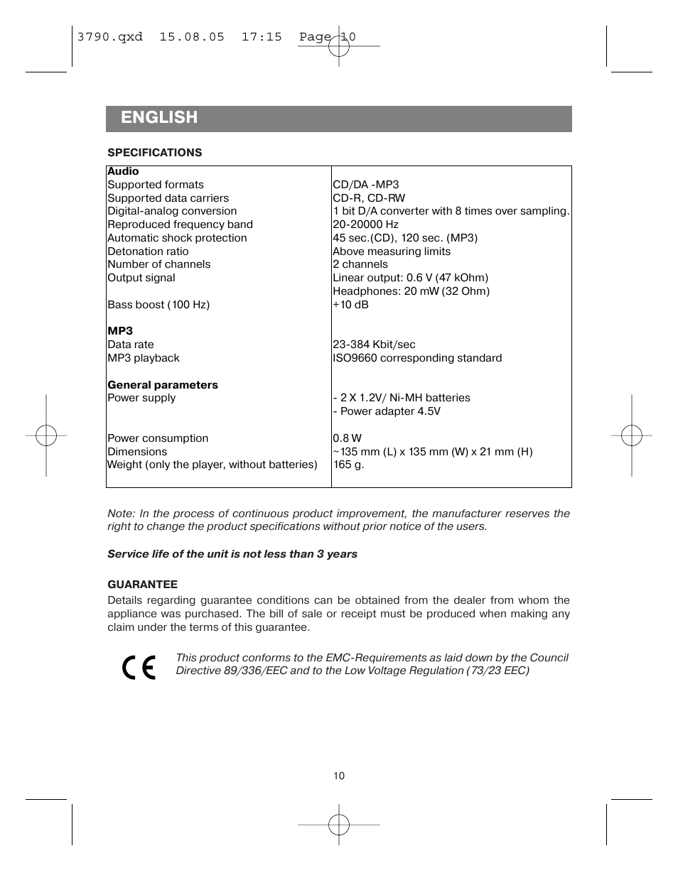 English | Vitek VT-3790 User Manual | Page 10 / 36