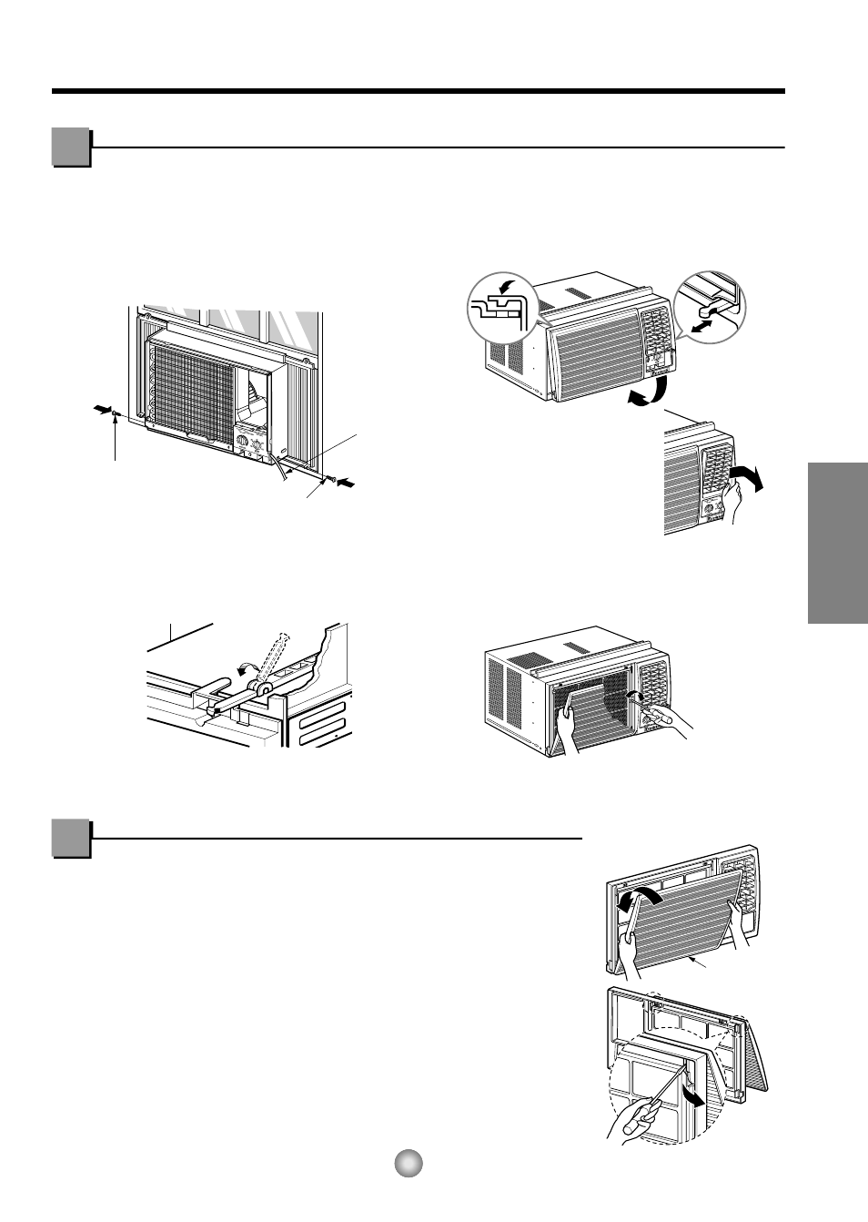Instrucciones para la instalación, Instalación del gabinete, Para reversar la apertura de la rejilla | Español | Friedrich ZStar ZQ08 ZQ10 User Manual | Page 51 / 54