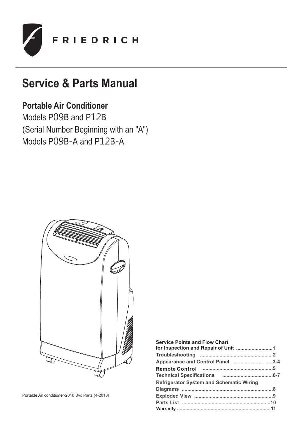 Friedrich P09B User Manual | 12 pages