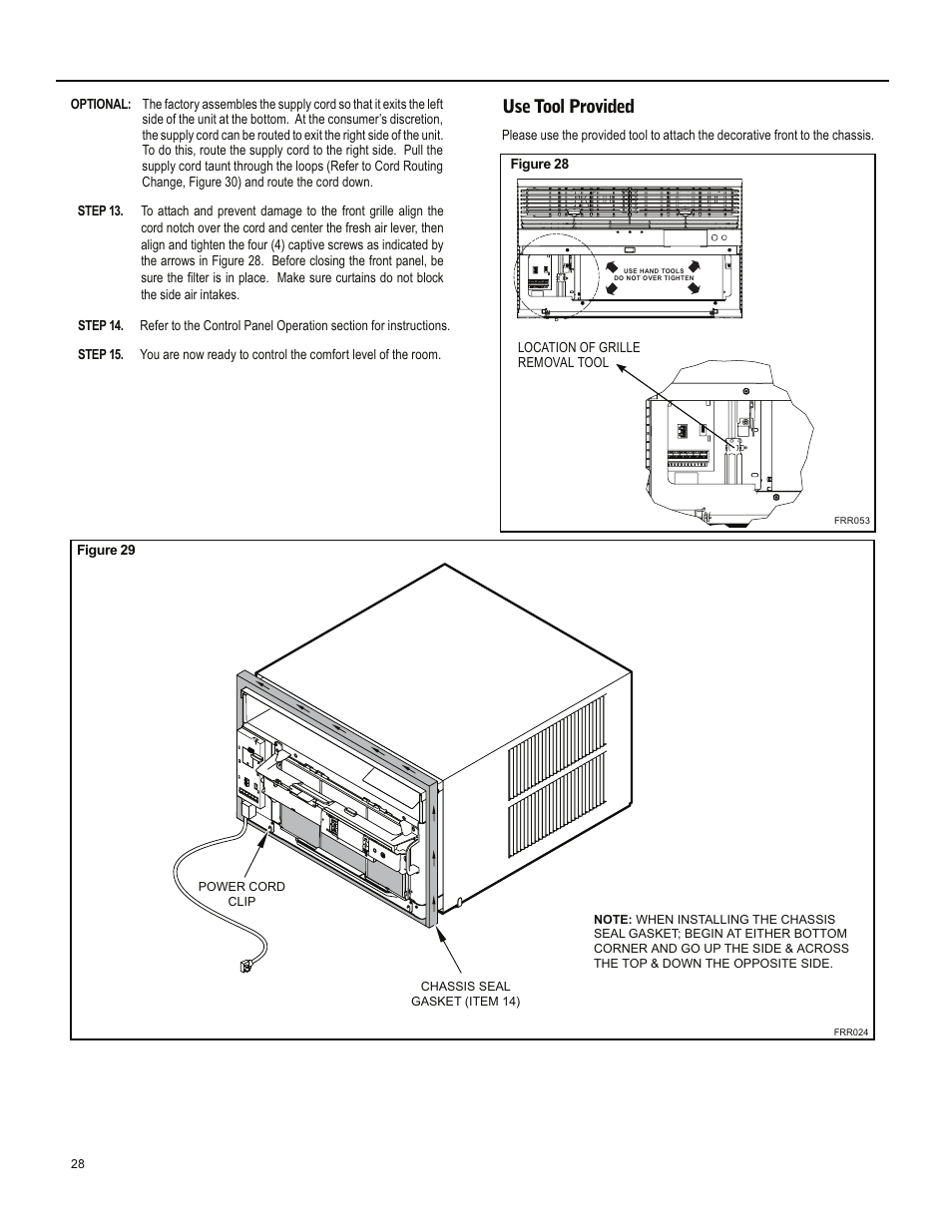 Use tool provided | Friedrich ES15M33 User Manual | Page 28 / 132