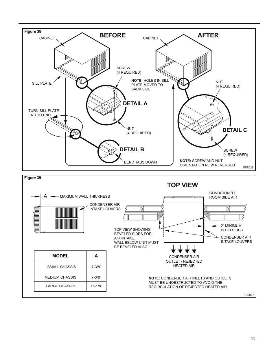 Before after, Top view, Detail a | Detail b detail c | Friedrich ES15M33 User Manual | Page 33 / 132