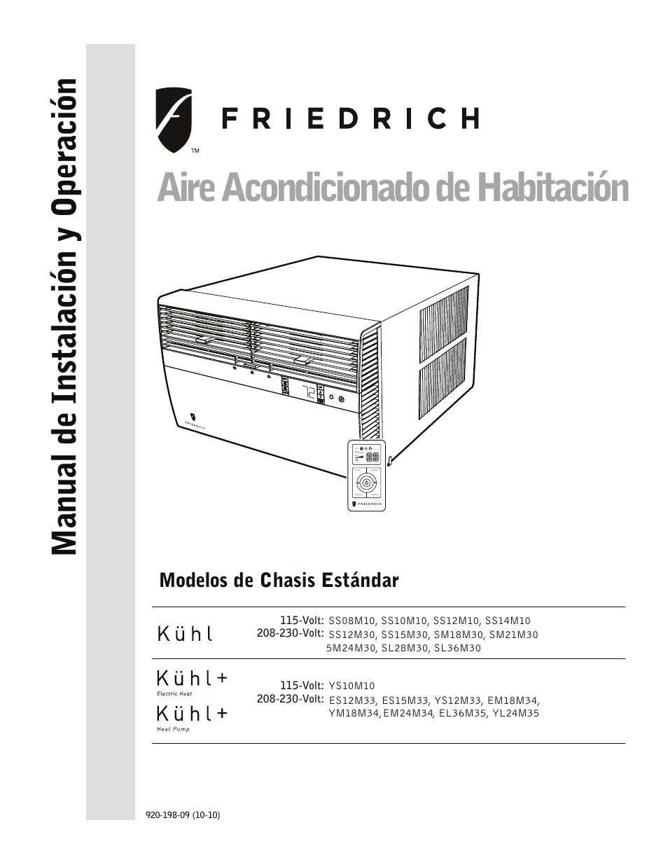Aire acondicionado de habitación | Friedrich ES15M33 User Manual | Page 45 / 132