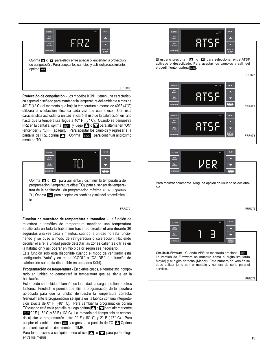 Atsf, 8 grados | Friedrich ES15M33 User Manual | Page 57 / 132