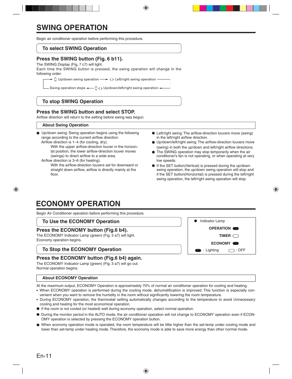 Swing operation economy operation, En-11 | Friedrich MR24Y3H User Manual | Page 12 / 52