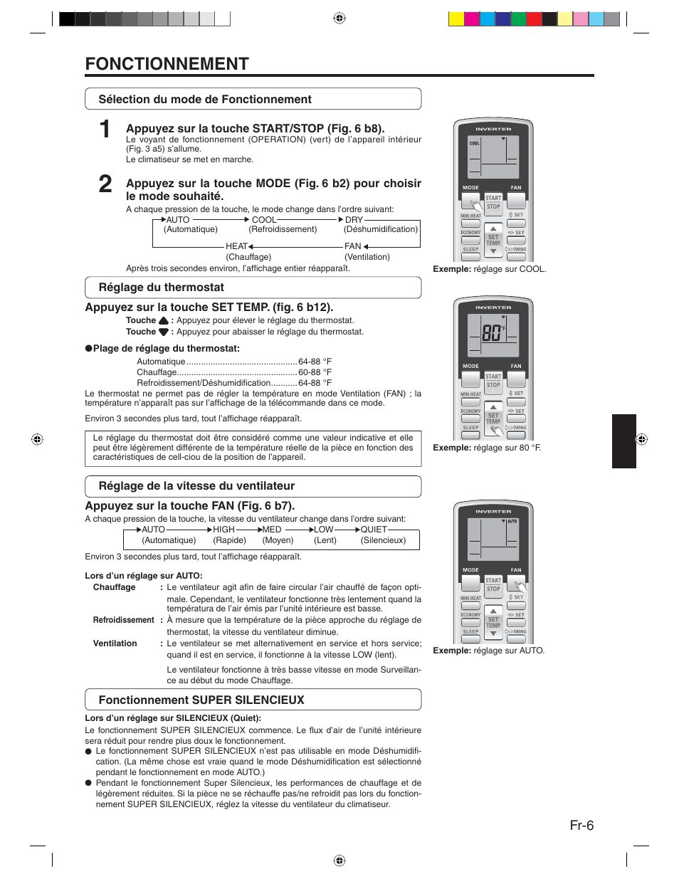 Fonctionnement, Fr-6 | Friedrich MR24Y3H User Manual | Page 23 / 52