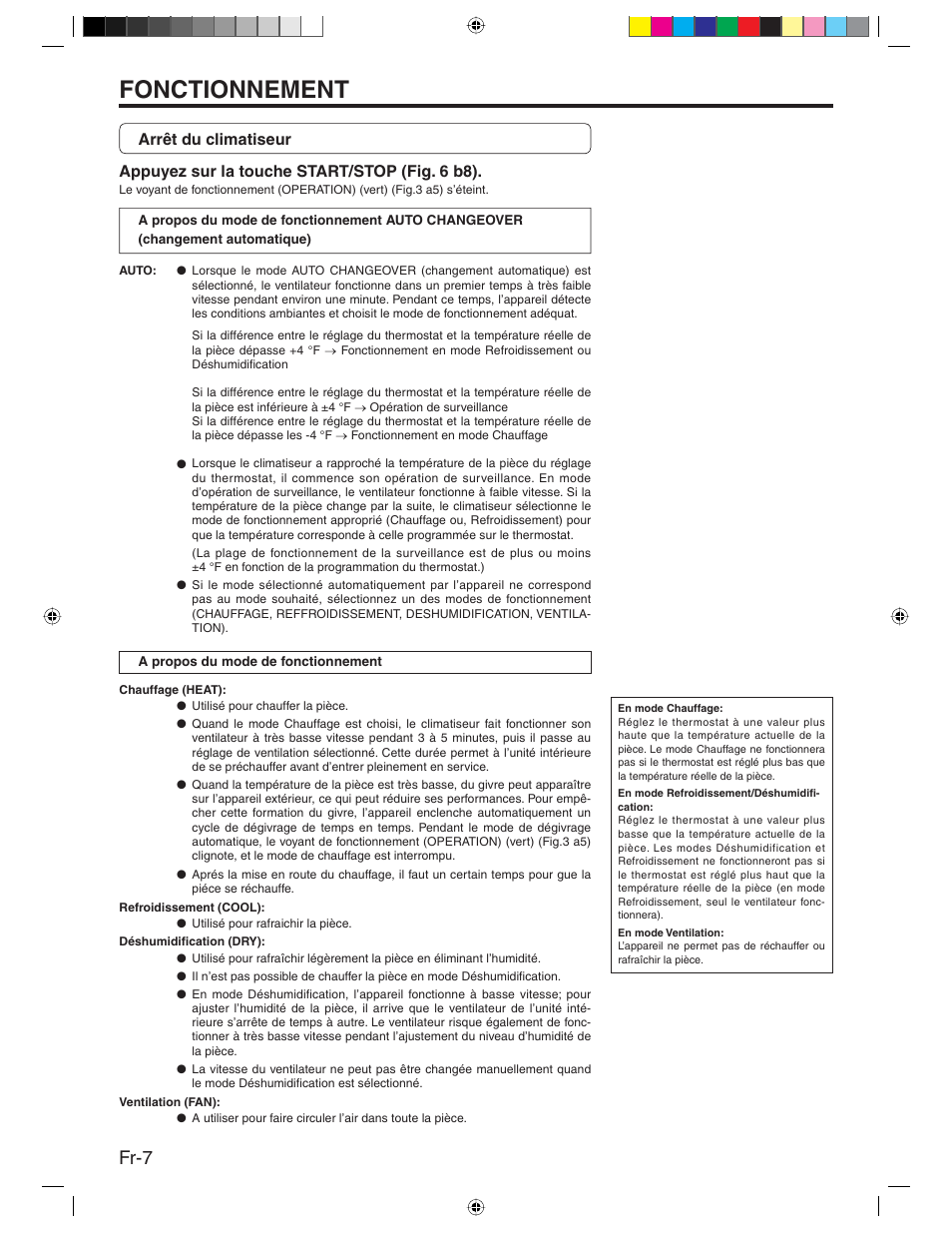 Fonctionnement, Fr-7 | Friedrich MR24Y3H User Manual | Page 24 / 52