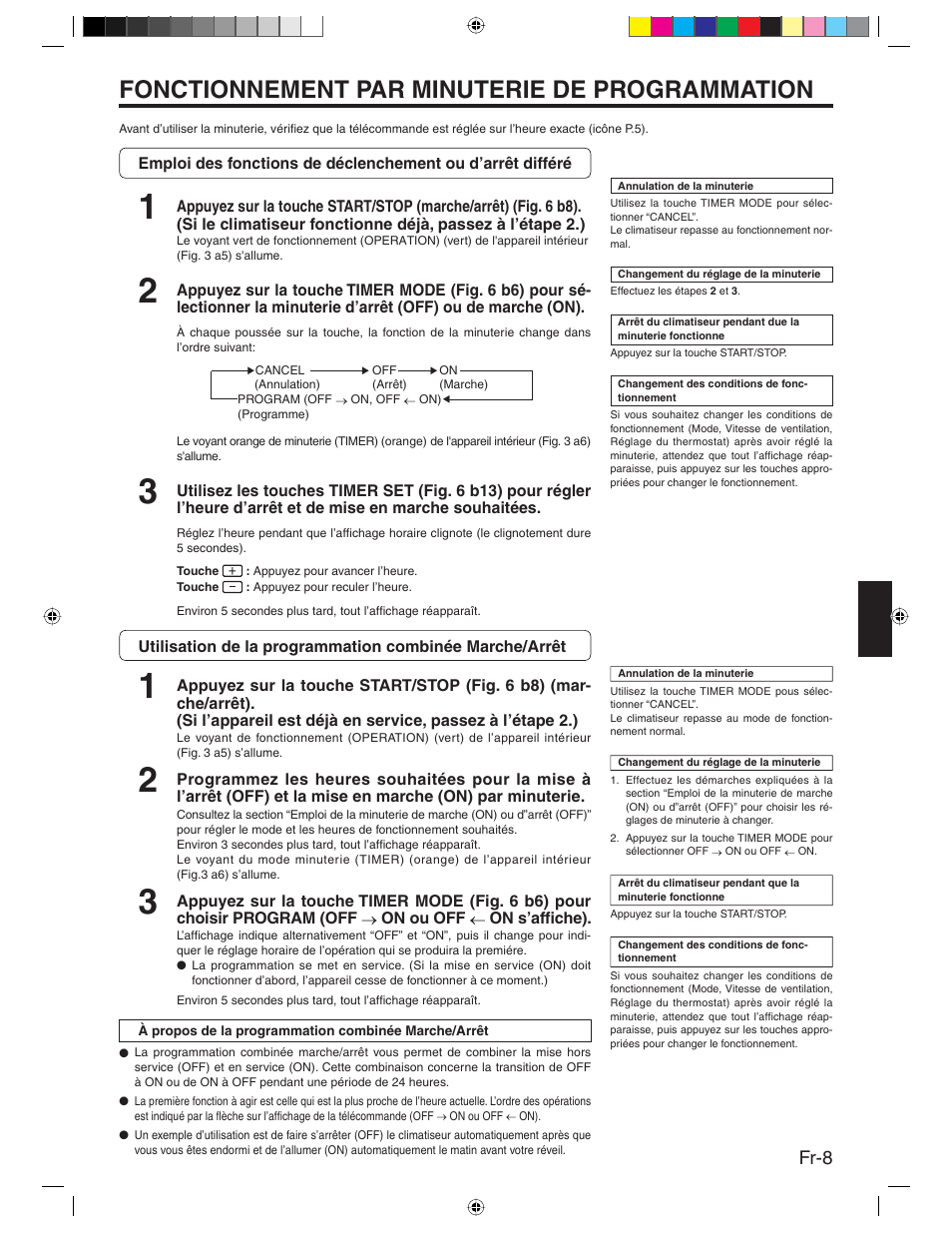 Fonctionnement par minuterie de programmation, Fr-8 | Friedrich MR24Y3H User Manual | Page 25 / 52