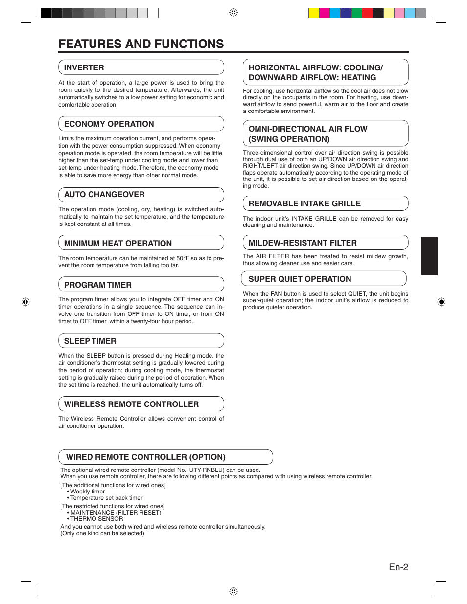 Features and functions | Friedrich MR24Y3H User Manual | Page 3 / 52