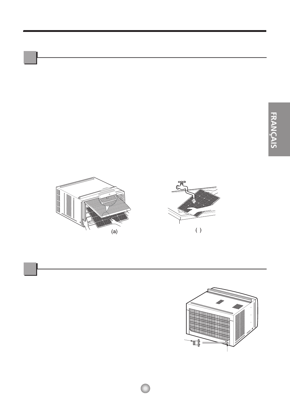 Soins et entretien, Filtre à air, Drainage | Comment retirer le filtre à air, Français | Friedrich CP06/CP08 User Manual | Page 27 / 59