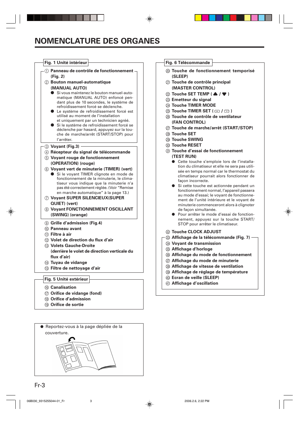 Nomenclature des organes, Fr-3 | Friedrich MR18C3F User Manual | Page 20 / 50