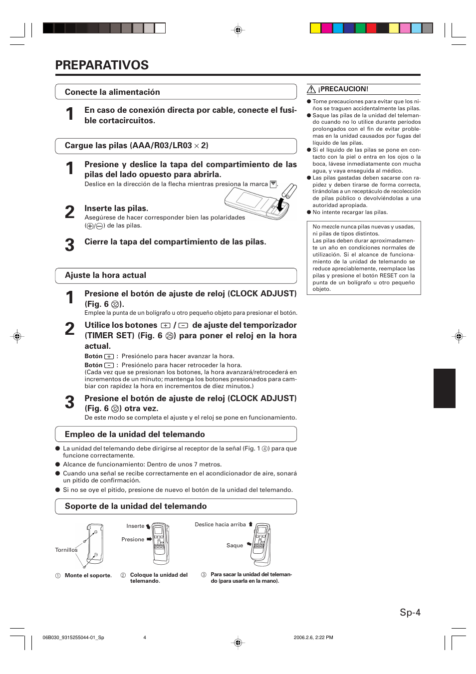 Preparativos, Sp-4 | Friedrich MR18C3F User Manual | Page 37 / 50