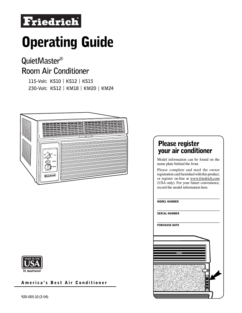 Friedrich KS12 User Manual | 24 pages