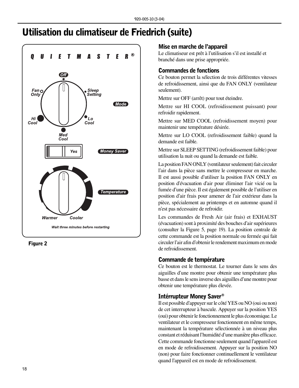 Utilisation du climatiseur de friedrich (suite) | Friedrich KS12 User Manual | Page 18 / 24