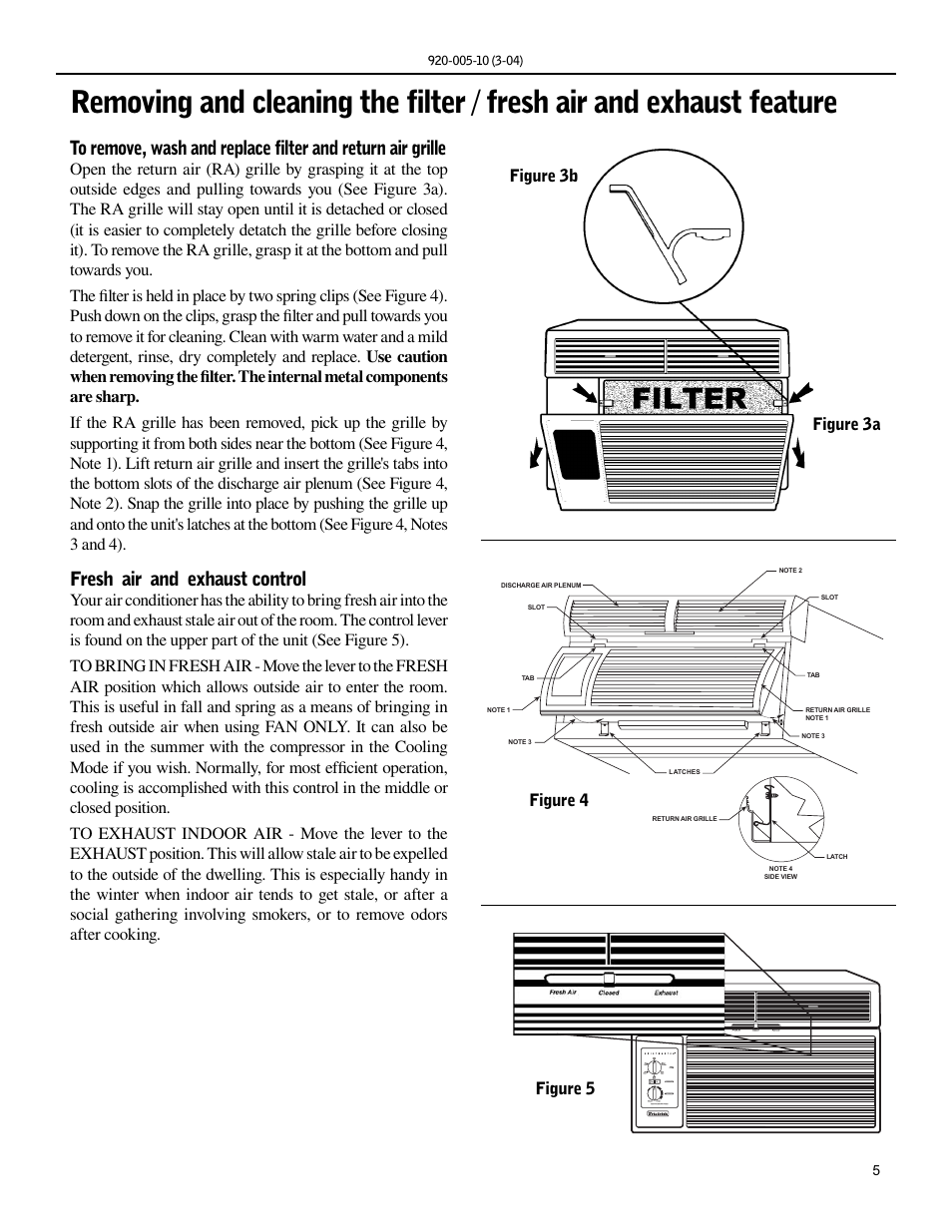Fresh air and exhaust control, Figure 3a figure 3b, Figure 4 figure 5 | Friedrich KS12 User Manual | Page 5 / 24