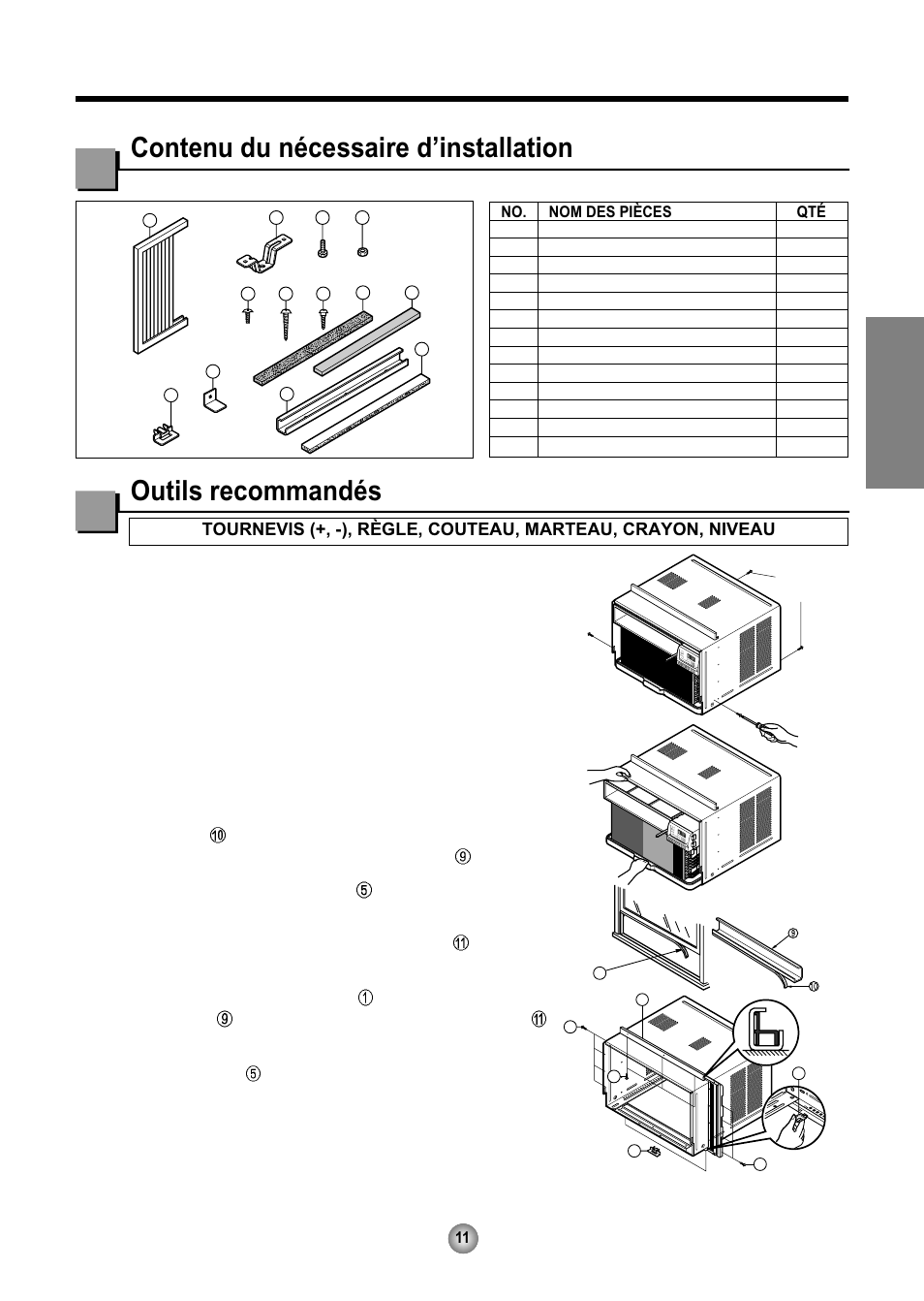 Français, Préparation du cadre | Friedrich CP08 User Manual | Page 33 / 62